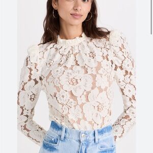 Wayf Cream Floral Lace Blouse